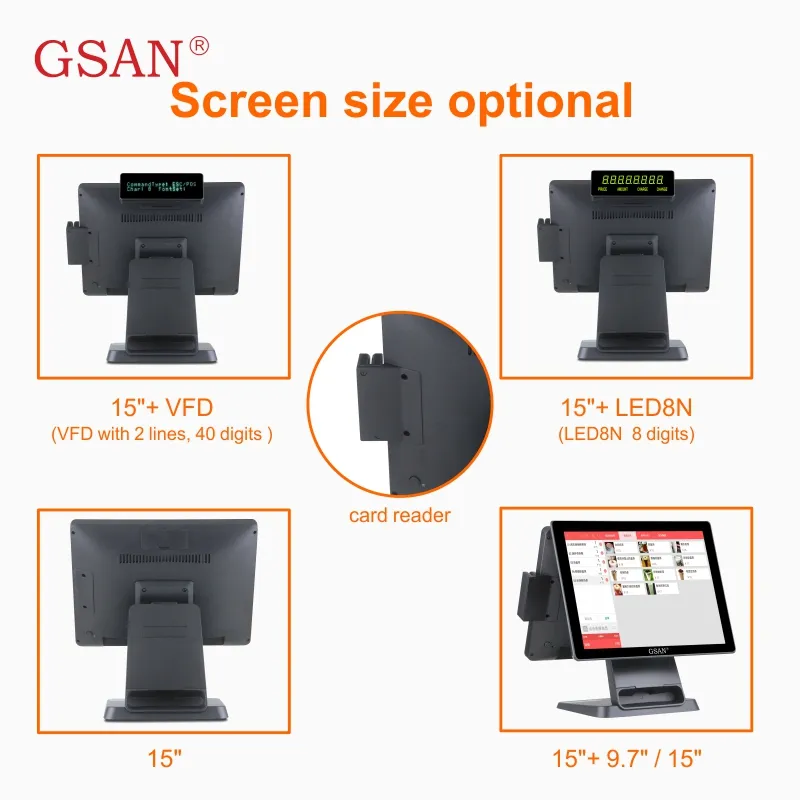 GS-T5 Windows Desktop Cash Register 15inch Touch Screen POS System