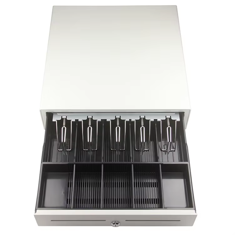 white cash drawer